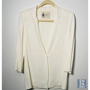 LANVIN Blazer Off White Notch Lapel One Snap Button Jacket Light Women Size 36